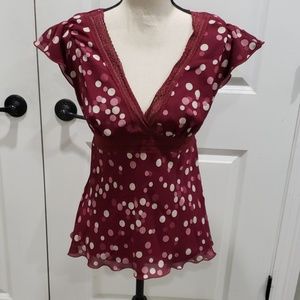 Maroon Polk a dot top